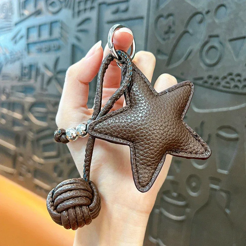 porte-clés tressé étoile pour femme, breloque de sac à main tendance, accessoire de sac personnalisé diy, petit cadeau, porte-clés pour sacs bandoulière