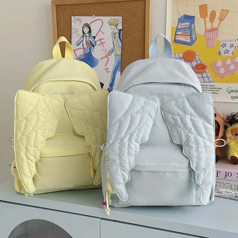 sac à dos pour femmes avec ailes d'ange, sac à dos en toile polyvalent pour filles, sac de voyage d'extérieur de grande capacité