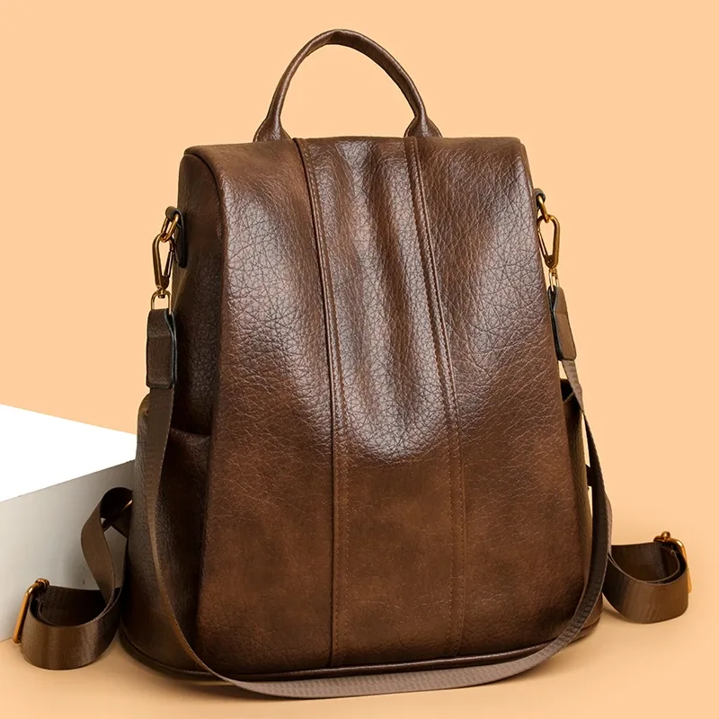 sac à dos en cuir imperméable antivol pour femmes, sacs à bandoulière multifonctionnels de grande capacité pour filles, sacs à dos de voyage mochilas 2026