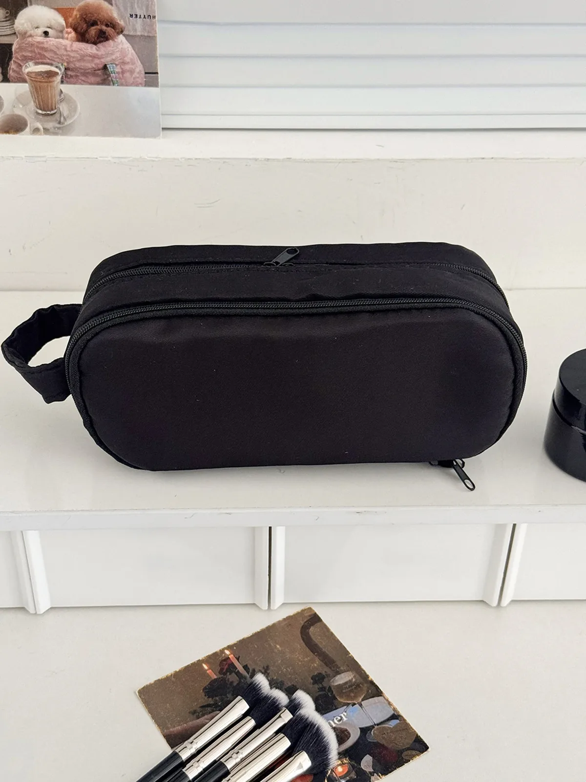 sac de toilette noir airfriend, sac de maquillage de luxe pour voyage avec poignée, sac de maquillage pour femmes, grande pochette de rangement pour articles de toilette, vente en gros