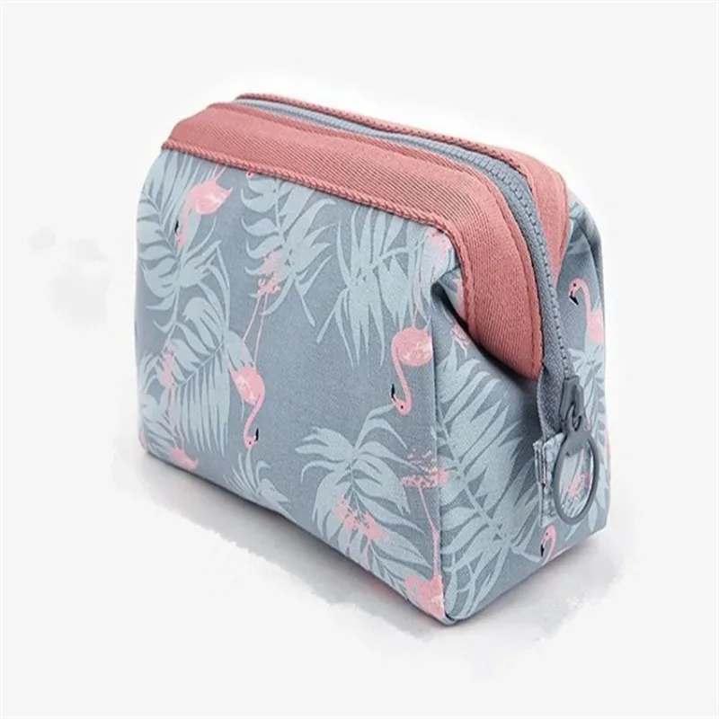 Sac de maquillage pour femmes, trousse de toilette portable, sac de rangement pour cosmétiques, grande capacité, sac de rangement pour accessoires de voyage, flamant rose, ZW037