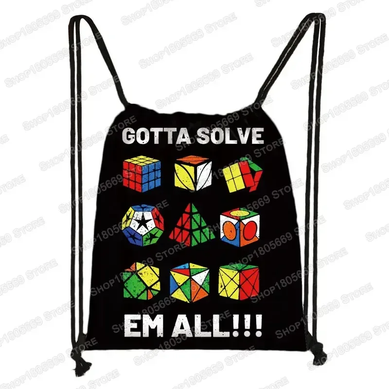 sac à dos magique cube imprimé avec cordon de serrage, sacs de rangement cubo magico pour voyage formule mathématique, sac à dos d'école pour garçons et filles, sac de jour pour enfants