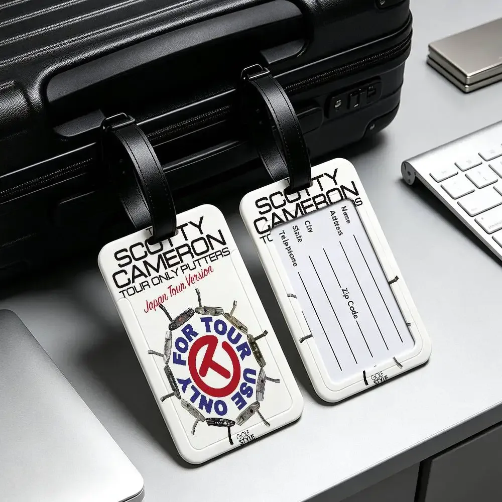s-scotty c-cameron étiquette d'identification de bagage anti-perte en pvc, porte-carte d'informations amovible, étiquette de bagage de voyage