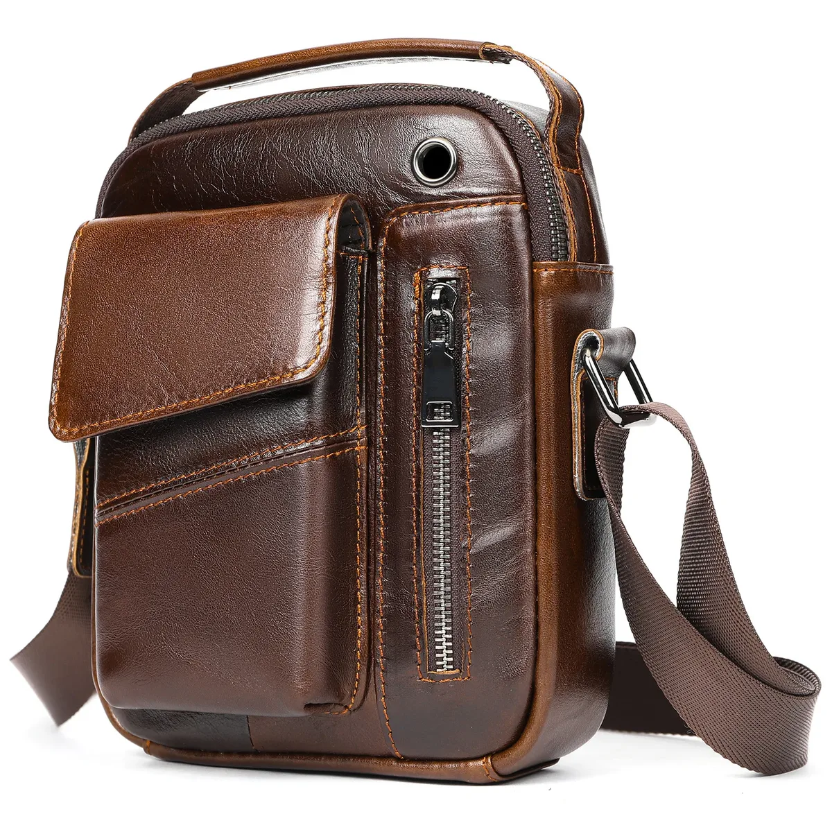 nouveau sac à bandoulière en cuir de vache pour hommes décontracté grande capacité sac à bandoulière pour hommes