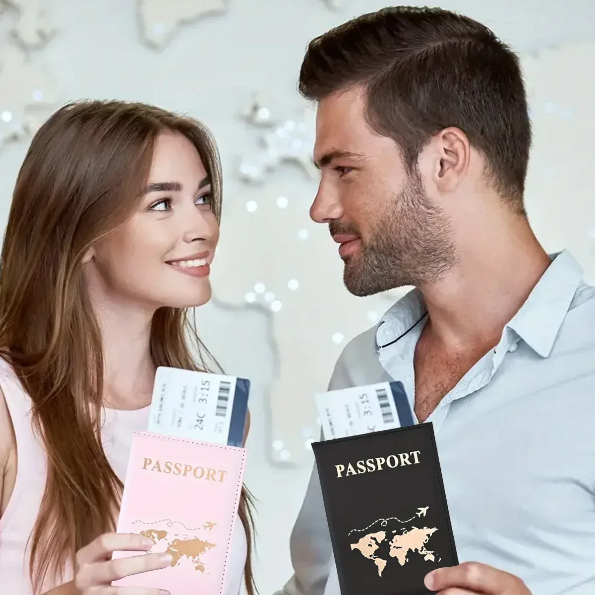 housse de protection pour passeport à la mode, motif mondial, porte-passeport de voyage, portefeuille cadeau, étui pour cartes en cuir pu, sac de rangement unisexe