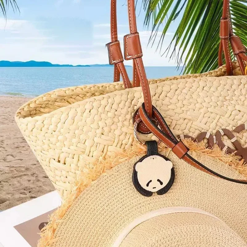 cadenas visage panda cuir anneau doré porte clefs voyage accessoire polyvalent santé sécurité transport