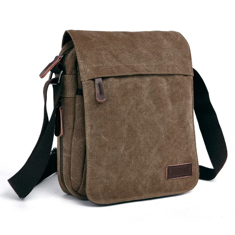 sac à bandoulière décontracté pour homme, sac messager vintage en toile unie, sacoche tendance pour téléphone portable, sacoche bandoulière pour homme