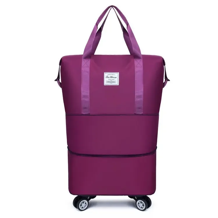 sac de voyage à roulettes spinner wheel, grande capacité, extensible, avec bandoulière, bagage à main pour femme, week-end