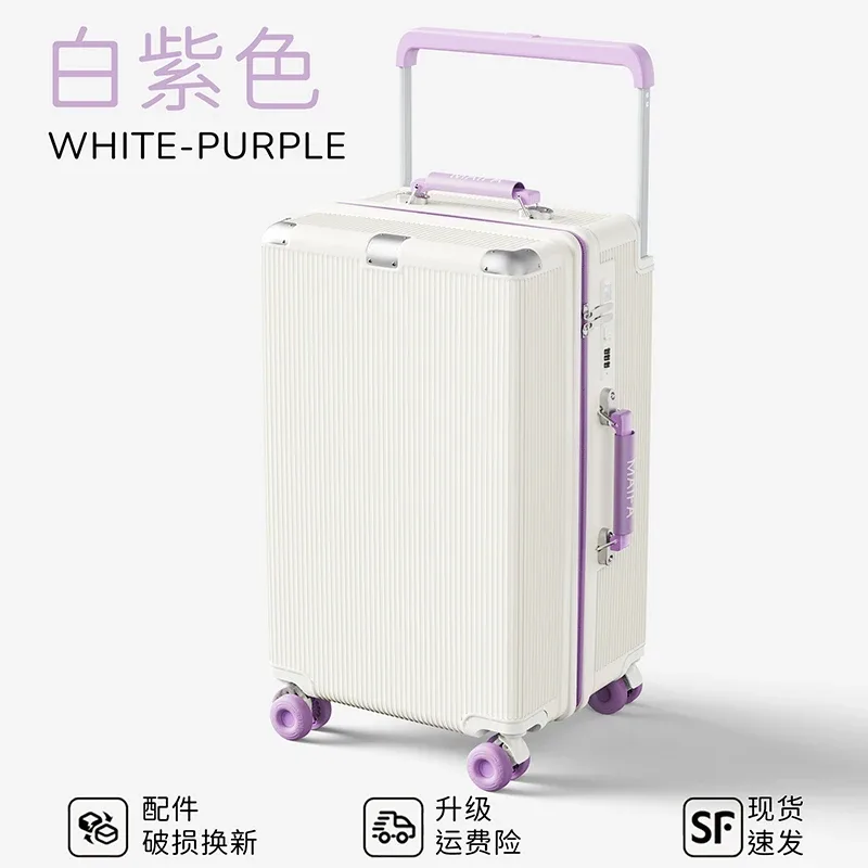 valise à roulettes larges, 20 pouces, bagage cabine, valise à serrure combinée, roulettes silencieuses en tpe, grande valise à roulettes 24/28 pouces, bagage de voyage à déposer à la réception