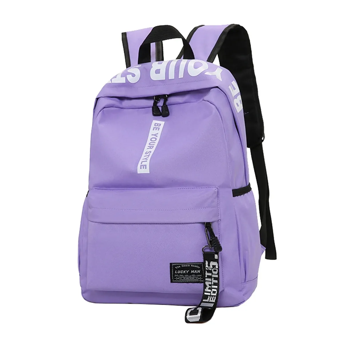 sac à dos d'étudiant léger à la mode, logo personnalisable, sac à double épaule décontracté, sangle d'épaule en arc, doublure en polyester oxford
