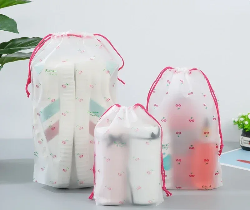 sac à cosmétiques transparent en pvc avec cordon de serrage, 1 pièce, trousse de maquillage transparente pour filles, trousse de beauté portable étanche, trousse de toilette de voyage