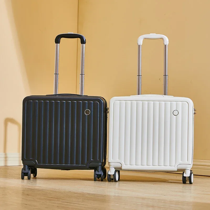 valise à main compacte de 18 pouces, roues spinner légères, sac de voyage en cuir à la mode, verrouillage par mot de passe, bagage à main