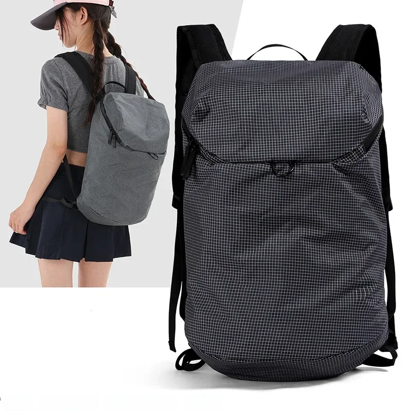 sac à dos décontracté en nylon léger à carreaux pour les trajets quotidiens, les voyages, les étudiants – tendance, simple et résistant à l'usure