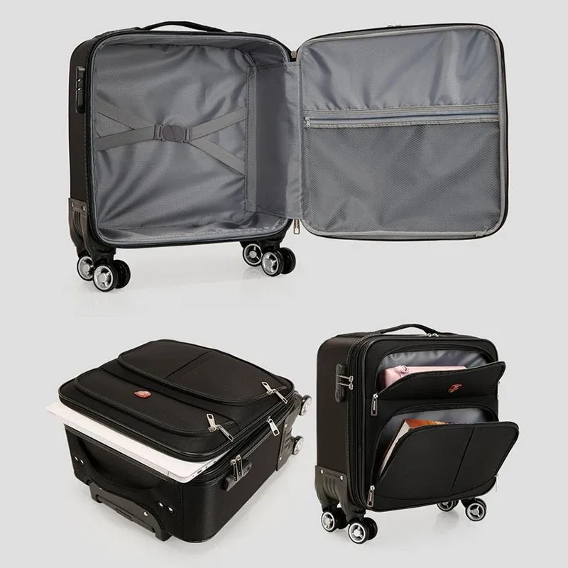 16 18 pouces oxford tissu bagages petite valise légère mot de passe embarquement valise de voyage roue universelle mini boîte en cuir, maleta viaje cabina