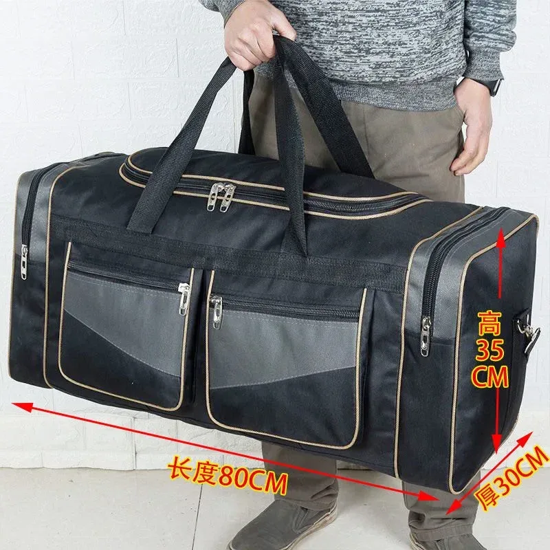 sac voyage nylon patchwork noir bandes dorées poches lateral zippées format rectangulaire sac week-end sport polyvalent