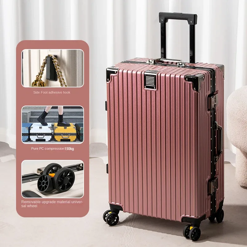 valise cadre en aluminium 20 pouces boîtier de chariot de transport roues universelles amovibles 22-30 pouces valises de voyage de grande capacité