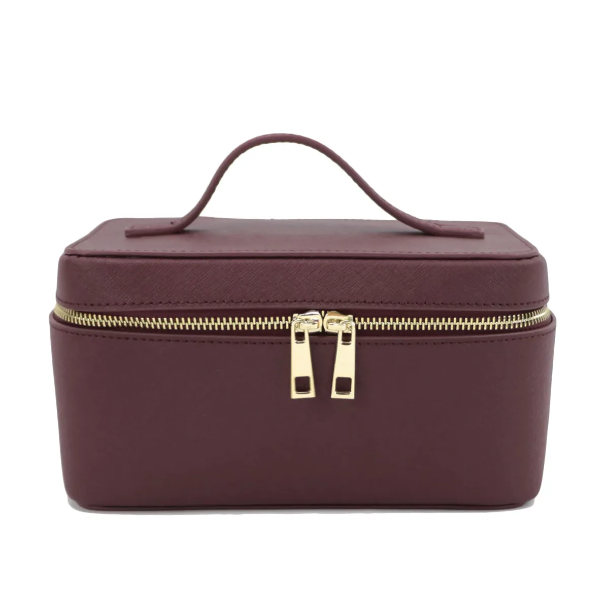 saffiano – trousse de toilette de voyage en croûte de cuir pour femmes, sac portable suspendu, boîte de rangement de maquillage, kit dopp, sac à cosmétiques pour femmes