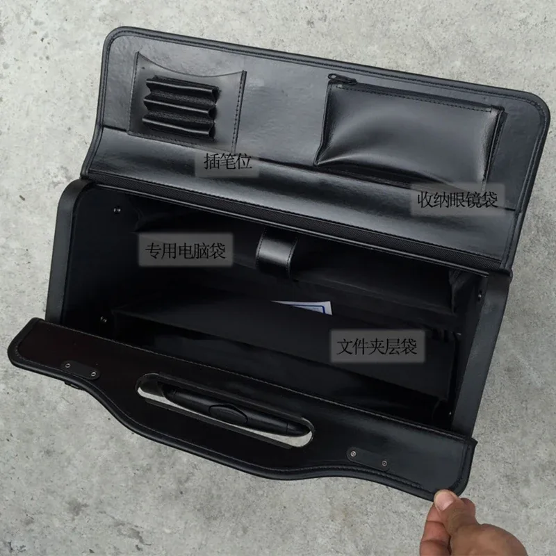 captain pilot – valise de vol en cuir véritable 18/19 pouces, valise à roulettes, étui à air pour agent de bord, avocat, caisse d'enregistrement des affaires