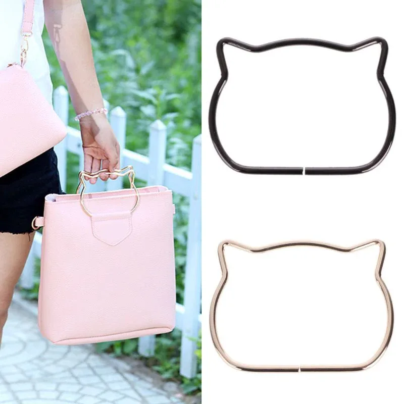 poignée de sac en métal avec oreilles de chat mignon, remplacement pour bricolage de sacs à bandoulière, fabrication de sacs à main