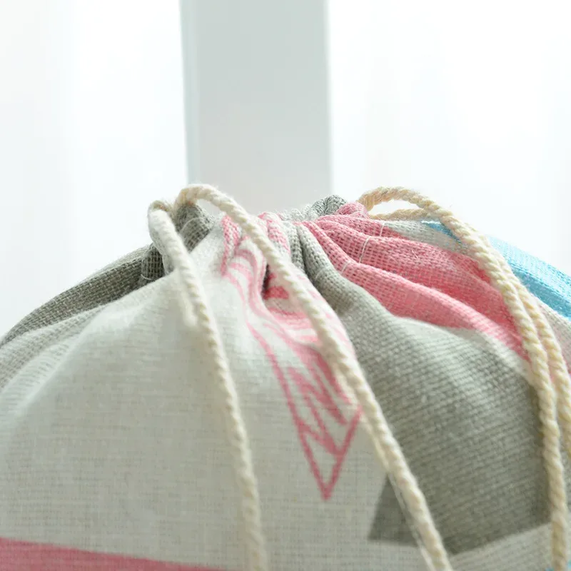 sac de voyage décontracté en coton et lin, sac à cosmétiques à cordon de serrage à faisceau simple, trousse de maquillage organisateur femmes hommes chaussures pochette de rangement