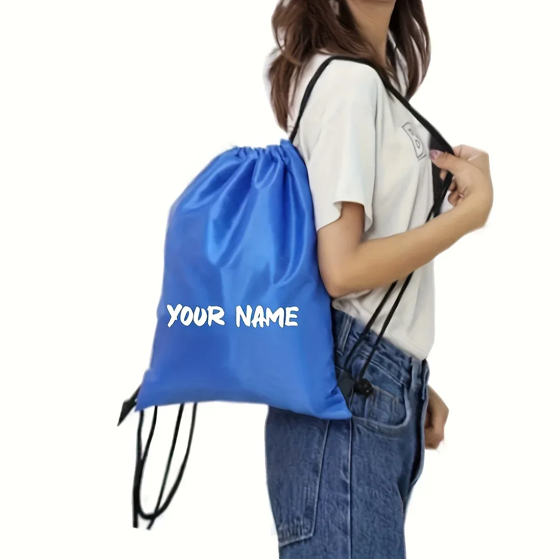 sac à dos personnalisé avec cordon de serrage, 1 pièce, nom/texte personnalisé créatif, sac de rangement durable avec cordon de serrage