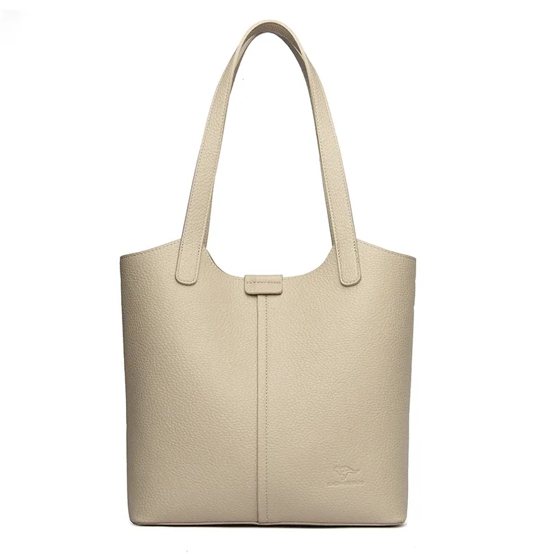 sac à bandoulière en cuir souple pour femmes, marque authentique, fourre-tout décontracté, couleur unie, sac à main design simple, sac de transport
