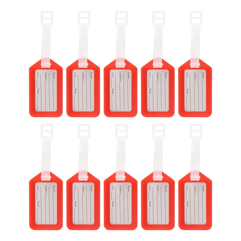 étiquettes de bagage en plastique pour hommes et femmes, étiquette de bagage, porte-nom, adresse d'identification de valise, accessoire de voyage, expédition d'embarquement, 10 pièces