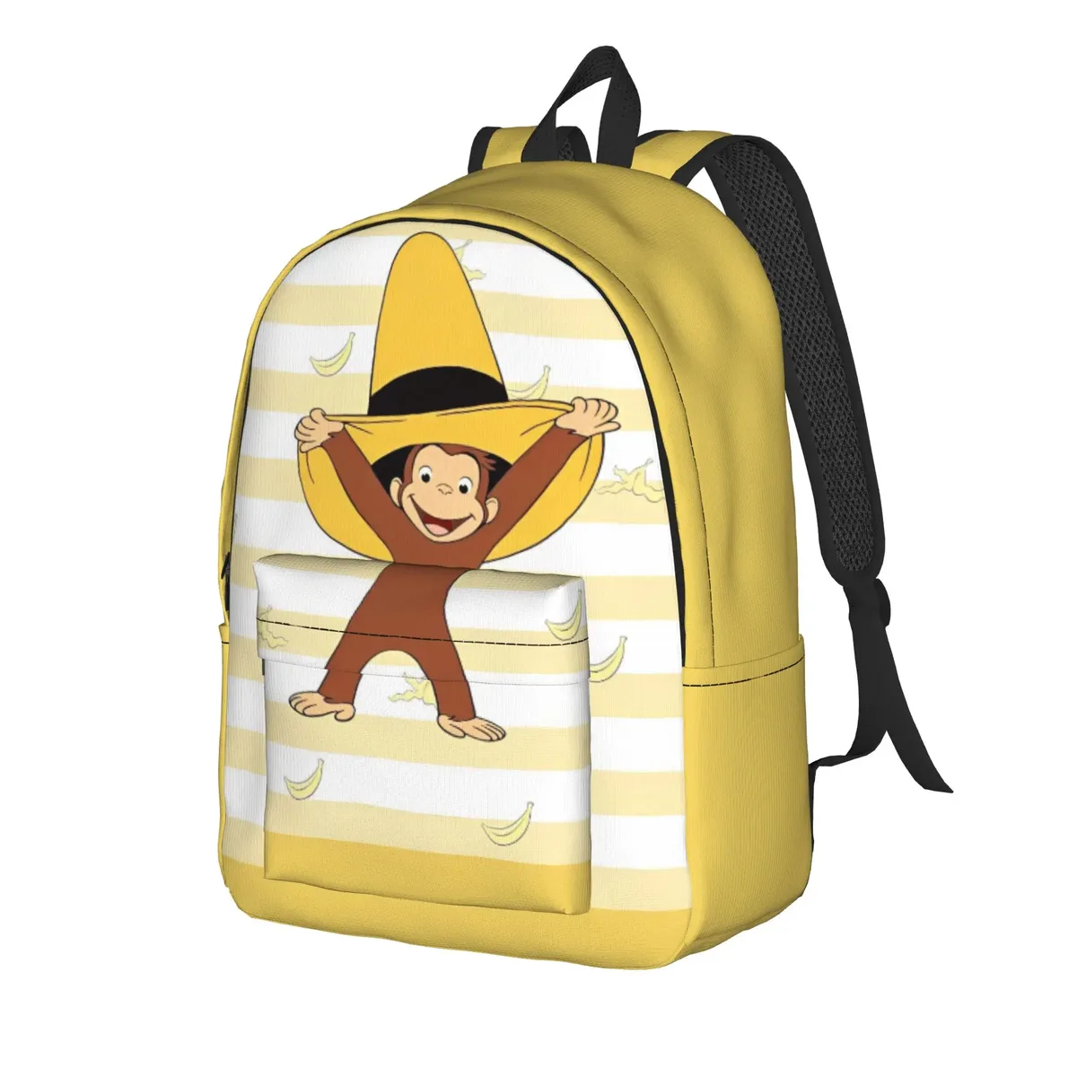 sac à dos curious george monkey banana pour hommes, femmes, adolescents, étudiants, sac à dos de travail, sac à bandoulière pour ordinateur portable, sac à bandoulière durable