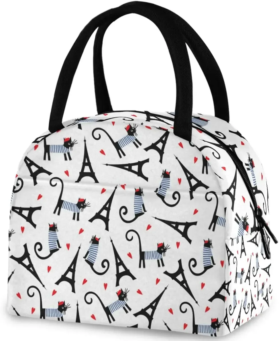 pop art pdpdogs-sac fourre-tout à déjeuner réutilisable avec poche avant, sac isotherme thermique isolé pour la rentrée scolaire, le travail, le pique-nique