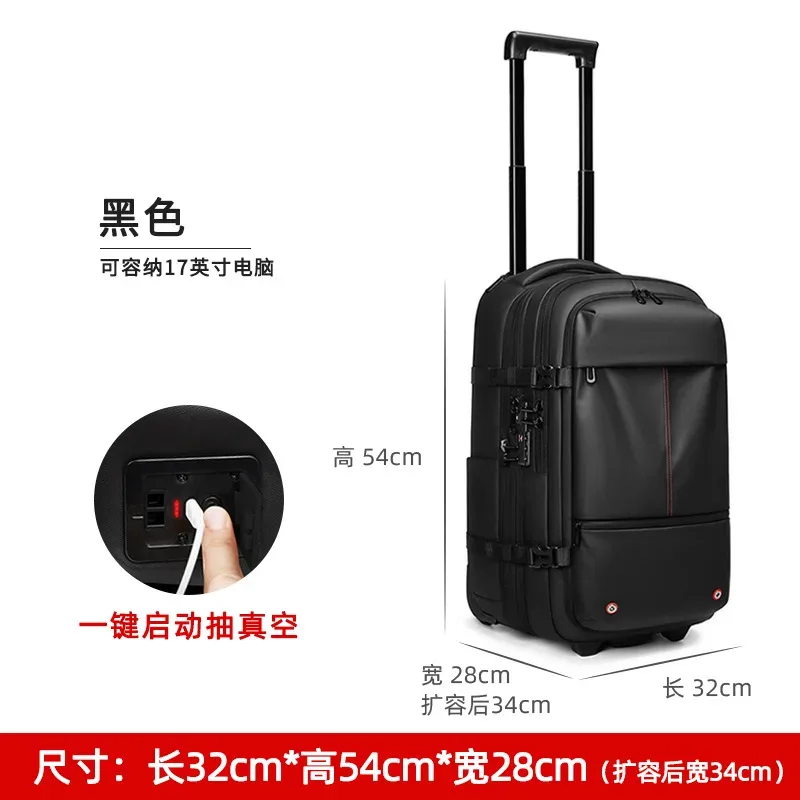 sac à dos à roulettes avec roulettes, sac à dos à roulettes de grande capacité, bagages sous vide, valise de voyage, bagages roulants, sac pour ordinateur portable d'affaires