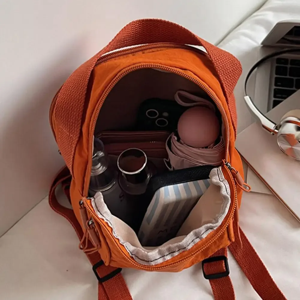 sac à dos en nylon froissé pour femmes, petit sac à bandoulière imperméable, léger, multi-poches, sac de voyage à bandoulière pour dames
