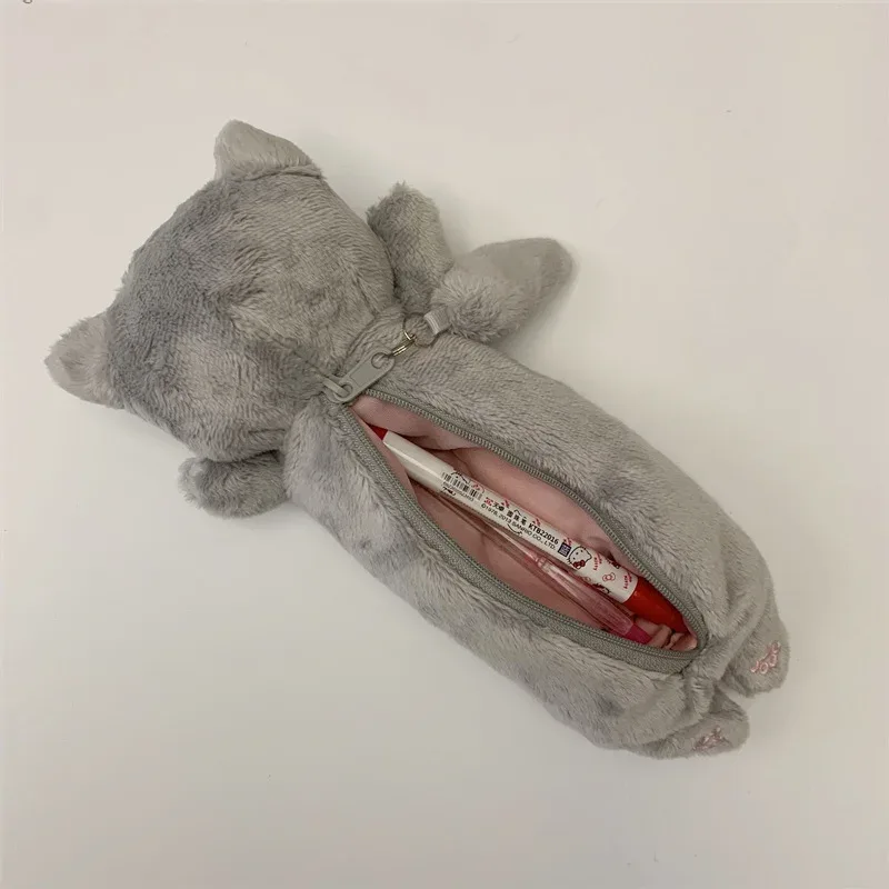étui à crayons en peluche rilakkuma cat, trousse à crayons pour filles, sac à crayons, dessin animé kawaii, étuis à crayons mignons pour l'école