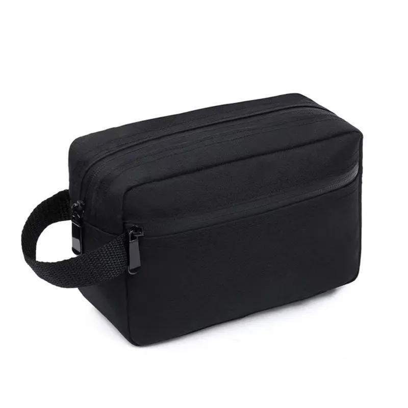 sac à cosmétiques en toile décontracté avec poignée en cuir, sac de voyage pour hommes, lavage, rasage, femmes, rangement de toilette, sac de rangement étanche