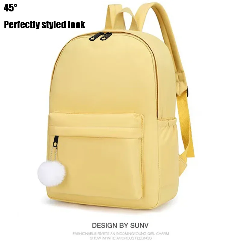 sac à dos décontracté tendance, plusieurs couleurs, haute capacité, décor pom-pom, haute qualité pour femmes, école, sortie quotidienne, trajet