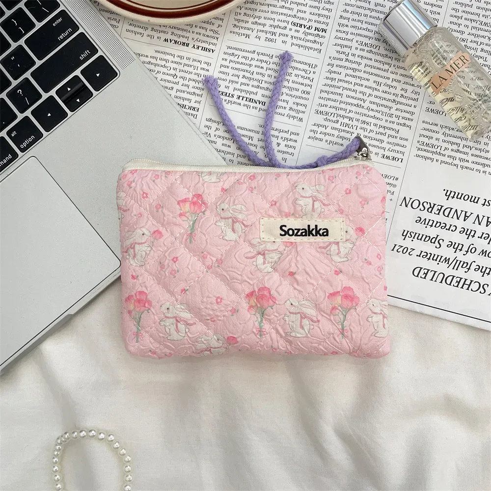 petit sac de rangement portable pour cosmétiques, sac à main de voyage mignon, rouge à lèvres, carte d'écouteur, mini sac à main de maquillage, poudres, trousse de maquillage