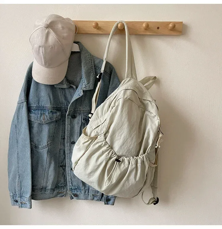 sac à dos décontracté femmes grande capacité mode junior lycée étudiant pli cartable sac en tissu coréen voyage sac à dos