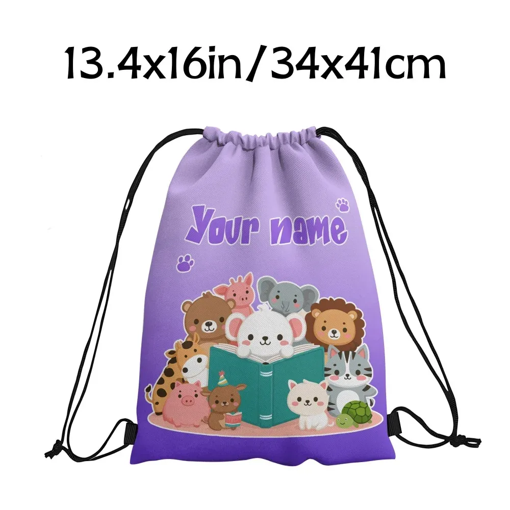 sac à dos à cordon personnalisé avec animaux mignons, sac à livres à cordon avec animaux de dessin animé, sac à cordon pour enfants, école, gymnase