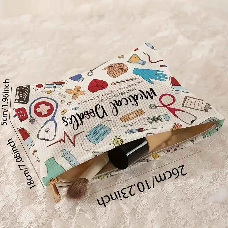 trousse de toilette en velours côtelé sur le thème médical, sac de rangement portable pour les professionnels de la santé, cadeau pour la journée des infirmières