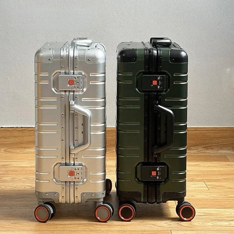 Valise de voyage en alliage d'aluminium-magnésium pour hommes, affaires, bagages à roulettes, bagages à roulettes, bagages à roulettes, cabine