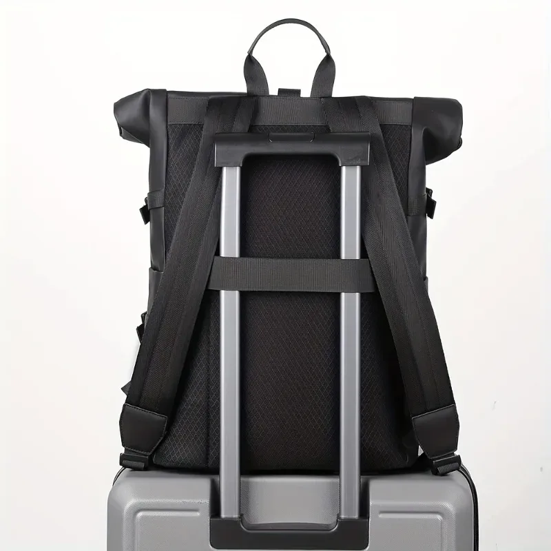 sac à dos enroulé à la mode et tendance pour hommes, sac à dos de voyage de grande capacité, sacs à dos d'ordinateur pour les déplacements quotidiens