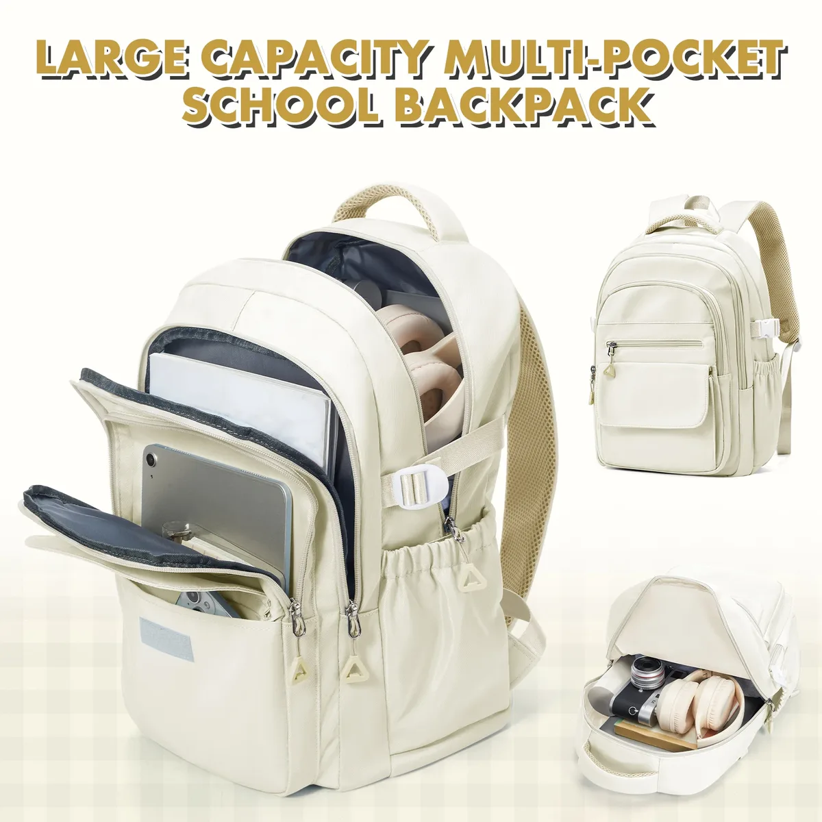 sac à dos esthétique pour femmes, sac à dos d'école pour garçons et filles, sac à livres pour ordinateur portable à plusieurs compartiments, sac à dos de voyage décontracté