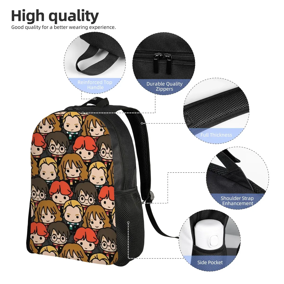 harries movie p-potters magic world sac à dos classique pour femmes, sac d'école pour enfants, sac à dos pour ordinateur portable, sac à bandoulière de voyage pour adolescents