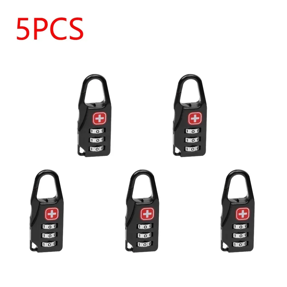 mini serrure à combinaison à 3 chiffres, 5 pièces, serrure à fermeture éclair antivol pour sac à dos de voyage, sac à main, bagages, accessoires de voyage portables sécurisés
