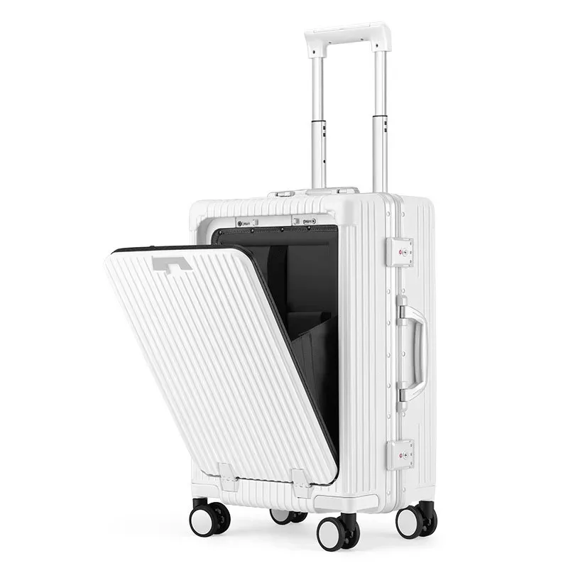 klqdzms bagage multifonctionnel à ouverture frontale 18"20"24 pouces, cadre en aluminium, bagage de cabine durable, valise portable pour ordinateur portable
