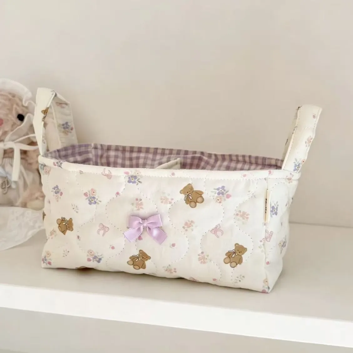 nouveau panier de rangement superposé en coton tressé, style ins, pour décoration de bureau et organisateur de cosmétiques, motif 'cœur de fille'