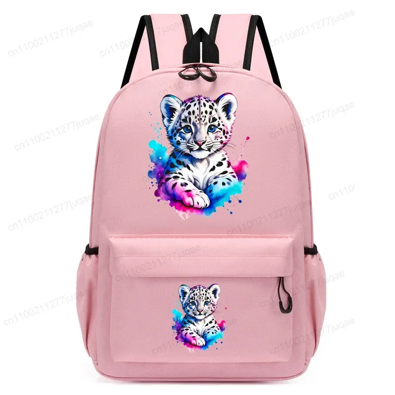 sac à dos enfant motif léopard aquarelle, mignon, pour la maternelle, garçons et filles, sac de voyage quotidien décontracté pour tout-petits