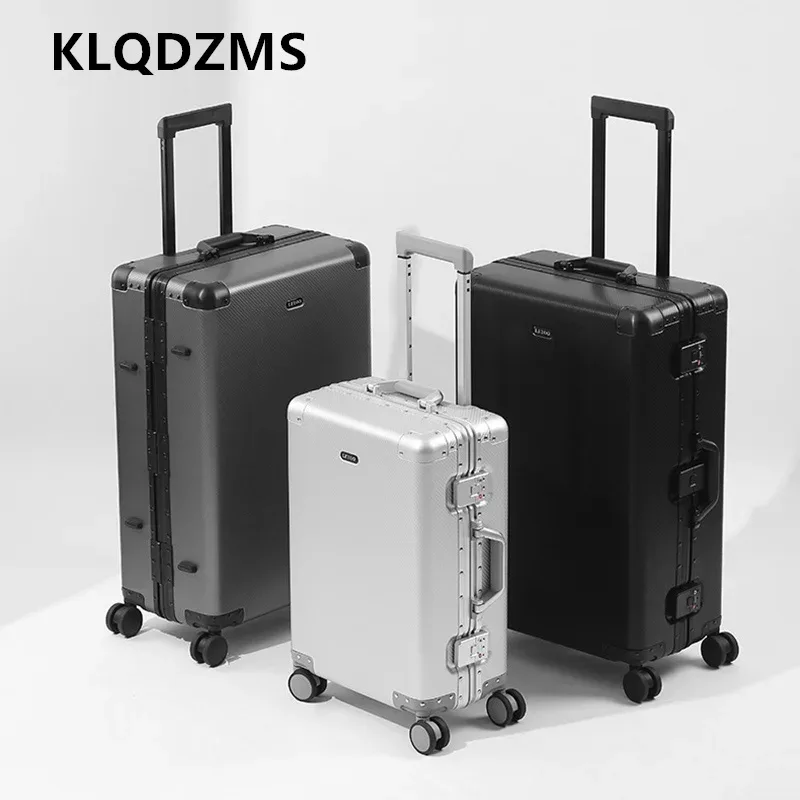 klqdzms – valise de cabine en alliage d'aluminium et de magnésium, 20 pouces, de haute qualité, pour hommes et femmes, valise d'affaires à roulettes