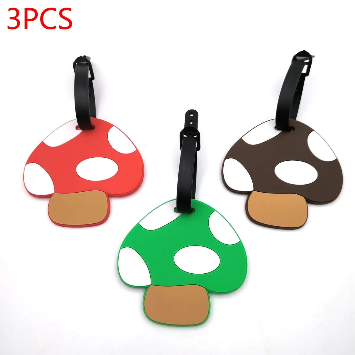 étiquette de bagage champignon mignon, article personnel, étiquette de signalisation anti-perte, sac de livre créatif pour couple, étiquette suspendue unisexe, 1 pièce/3 pièces