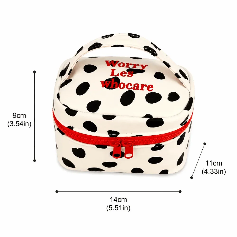 sac de maquillage multifonctionnel à pois, design à fermeture éclair, petite pochette cosmétique, sac à main pour femmes et filles