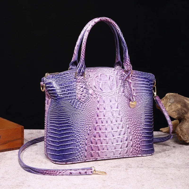 sac à bandoulière en cuir gaufré croco grande capacité, sac à main de luxe ombré pour femme, sac de voyage, cadeau